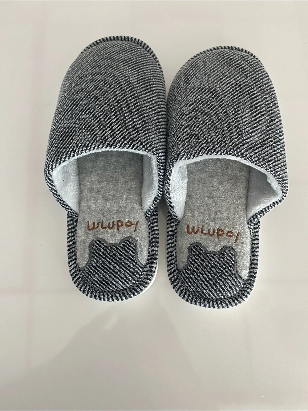 Lulupo Grey Striped Indoor Slippers